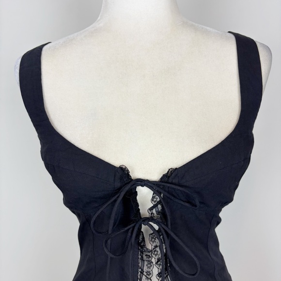 More To Come Cristal Tie Front Top in Black Size S - Picture 3 of 12